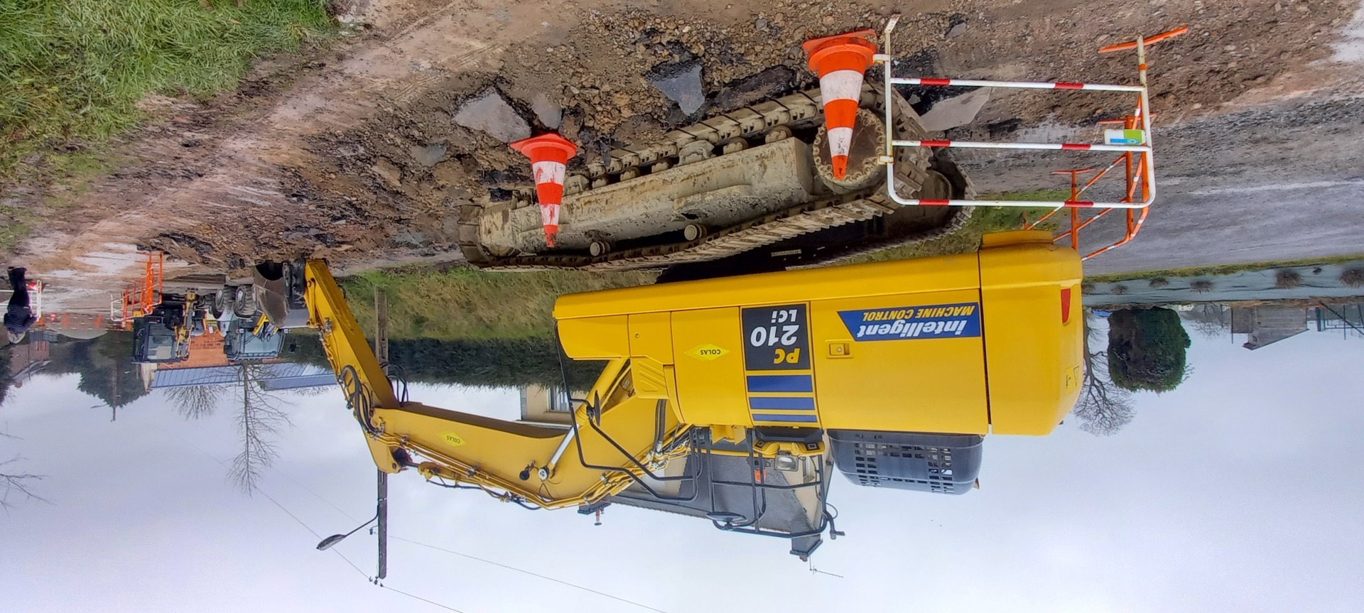 La route départementale 66 en travaux pour le chantier d'aménagement du bourg.