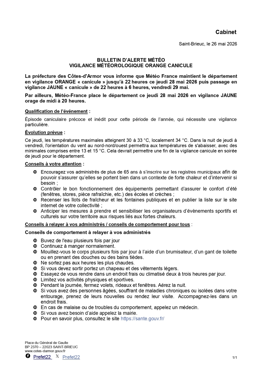 Vigilance jaune - Canicule Orage