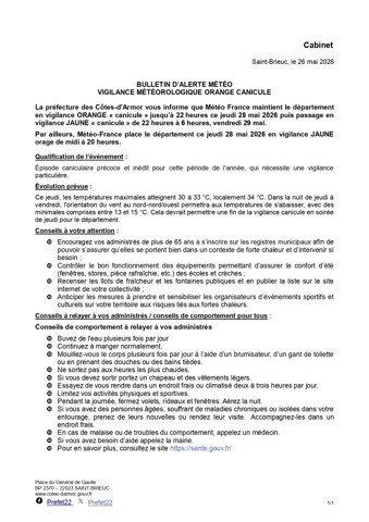 Vigilance jaune - Canicule Orage