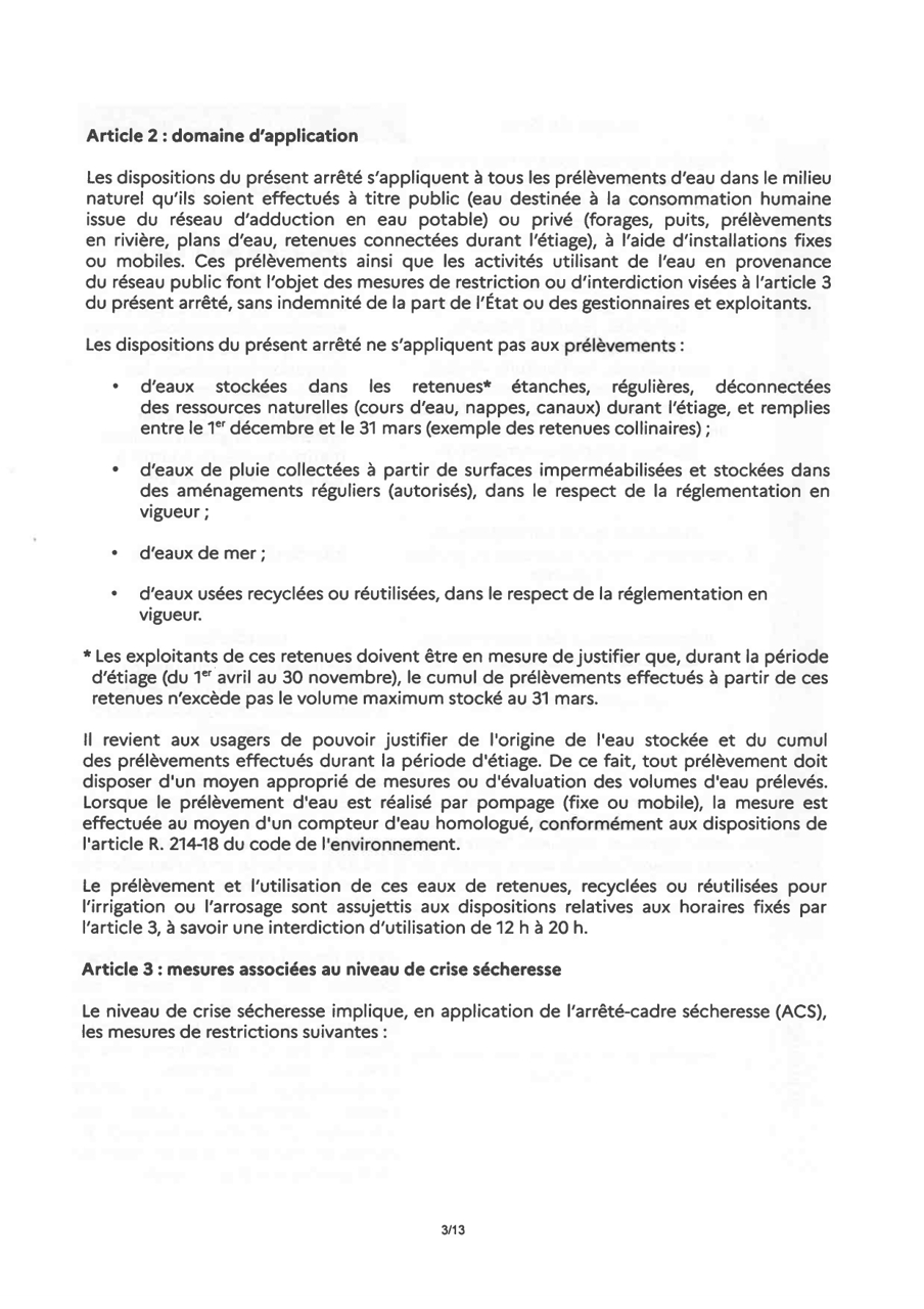 Arrêté règlementant les usages de l'eau dans le département des Côtes-d'Armor