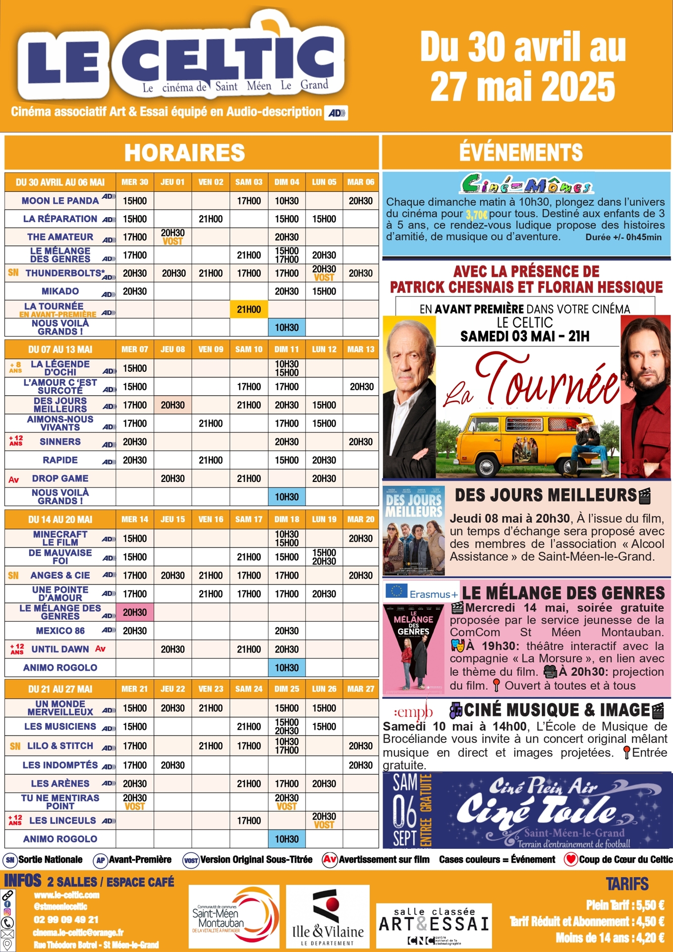 CINEMA LE CELTIC : Veuillez trouver le programme pour le mois de mai.
