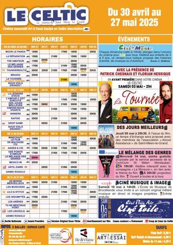 CINEMA LE CELTIC : Veuillez trouver le programme pour le mois de mai.