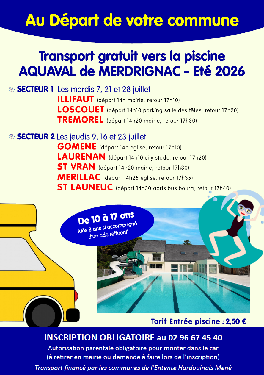 Transport gratuit vers la piscine