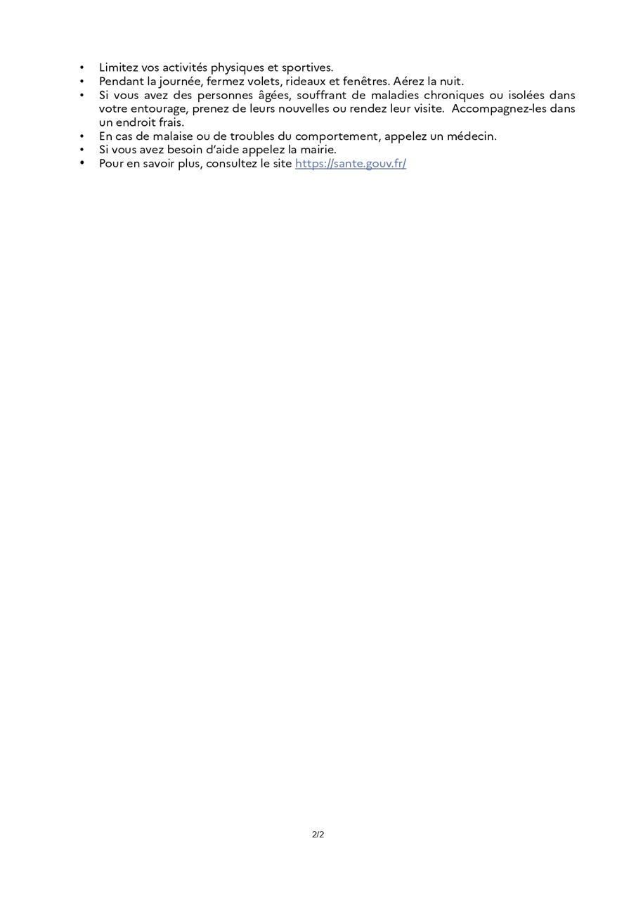 BULLETIN D’ALERTE MÉTÉO<br />
VIGILANCE MÉTÉOROLOGIQUE ORANGE CANICULE