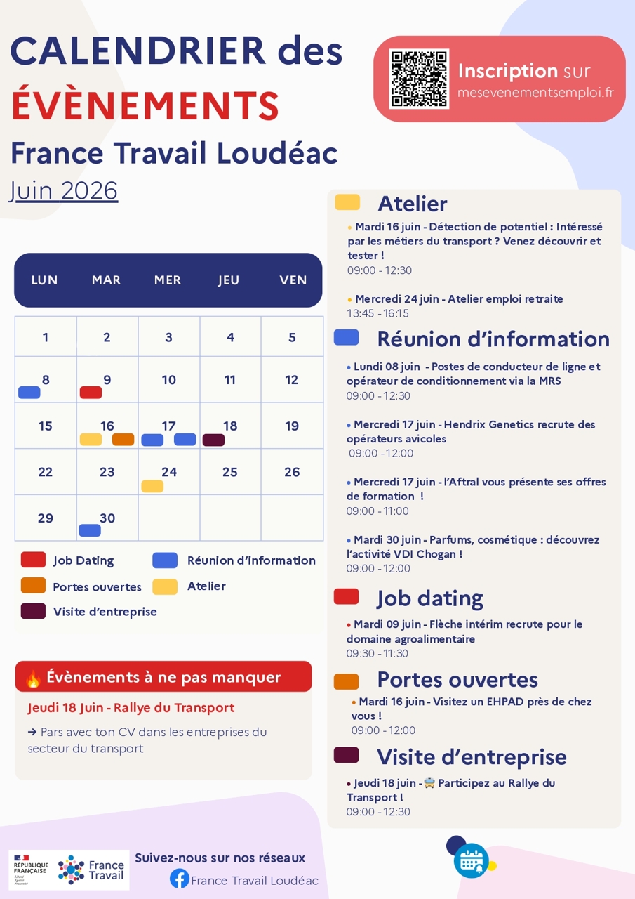 Calendrier des évènements France Travail 