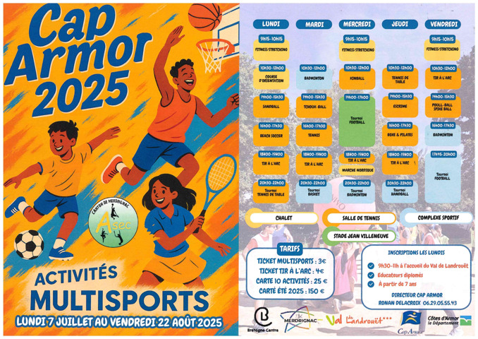  Cap Armor 2025 – Activités Multisports pour Enfants <br />
<br />
Cet été, place au sport et à l’amusement au Val de Landrouet à Merdrignac !
