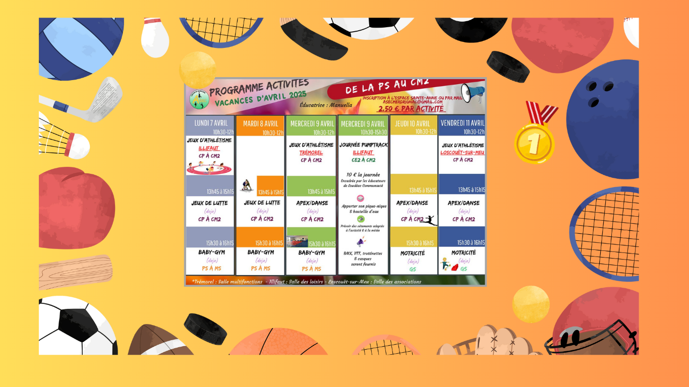 programmes du cap sports vacances - avril 2025.