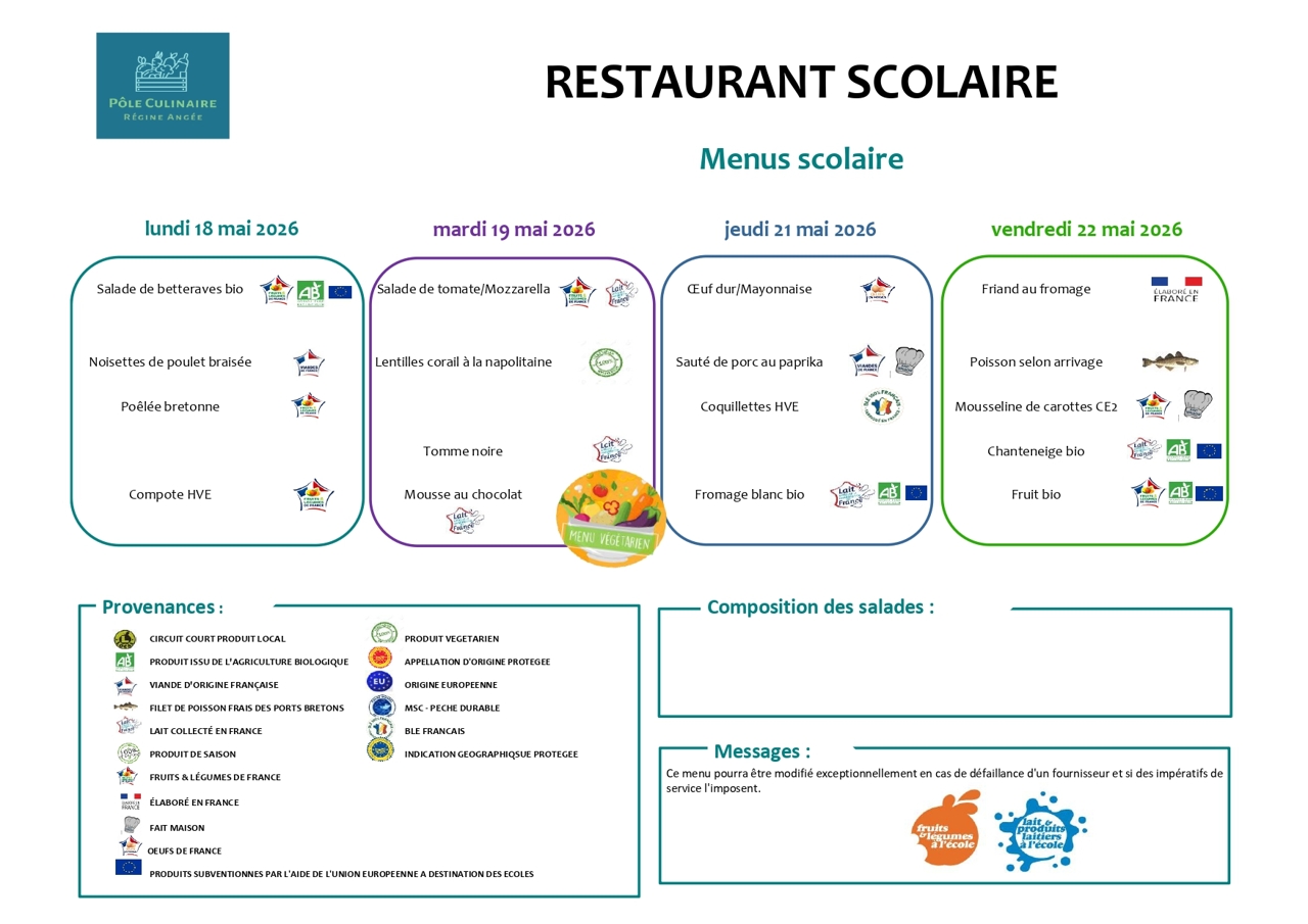 MENU SITE DU 18 AU 22 MAI 2026