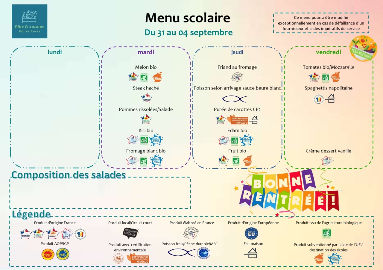 🌸 Bonne rentrée à tous les enfants ! 🌸<br />
<br />
Une nouvelle année commence, remplie de découvertes, de jeux, de rencontres et de beaux moments à partager. 📚✨<br />
<br />
Nous souhaitons à tous les enfants une très belle rentrée, pleine de sourires, de confiance et de réussite !<br />
Et une pensée particulière pour ceux qui font leurs premiers pas à l’école. 💕🎒<br />
<br />
Très belle rentrée à tous ! 🌈