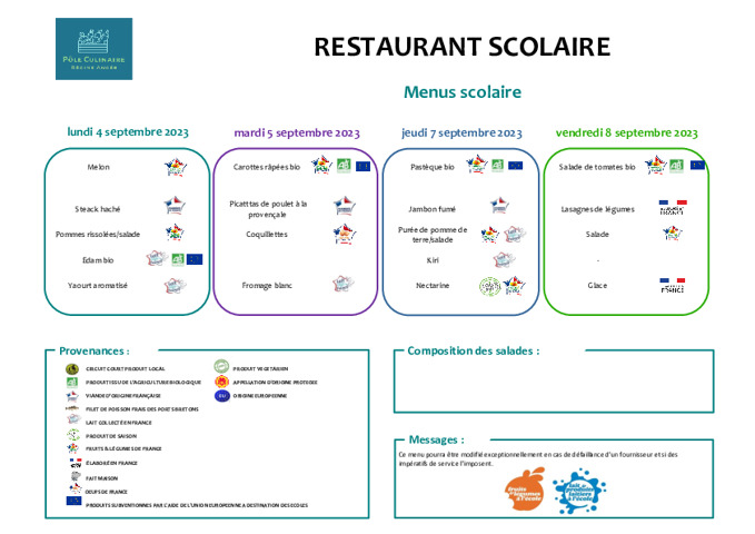 C'est la rentrée, voici le menu de la semaine