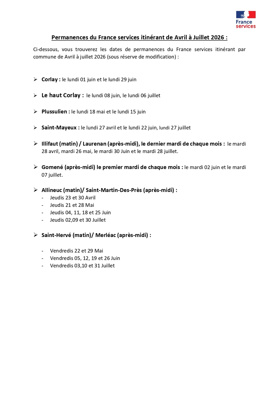 interruption temporaire des permanences du dispositif France Services itinérant en raison des congés