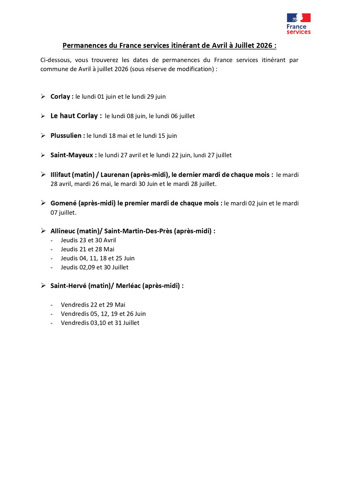 interruption temporaire des permanences du dispositif France Services itinérant en raison des congés