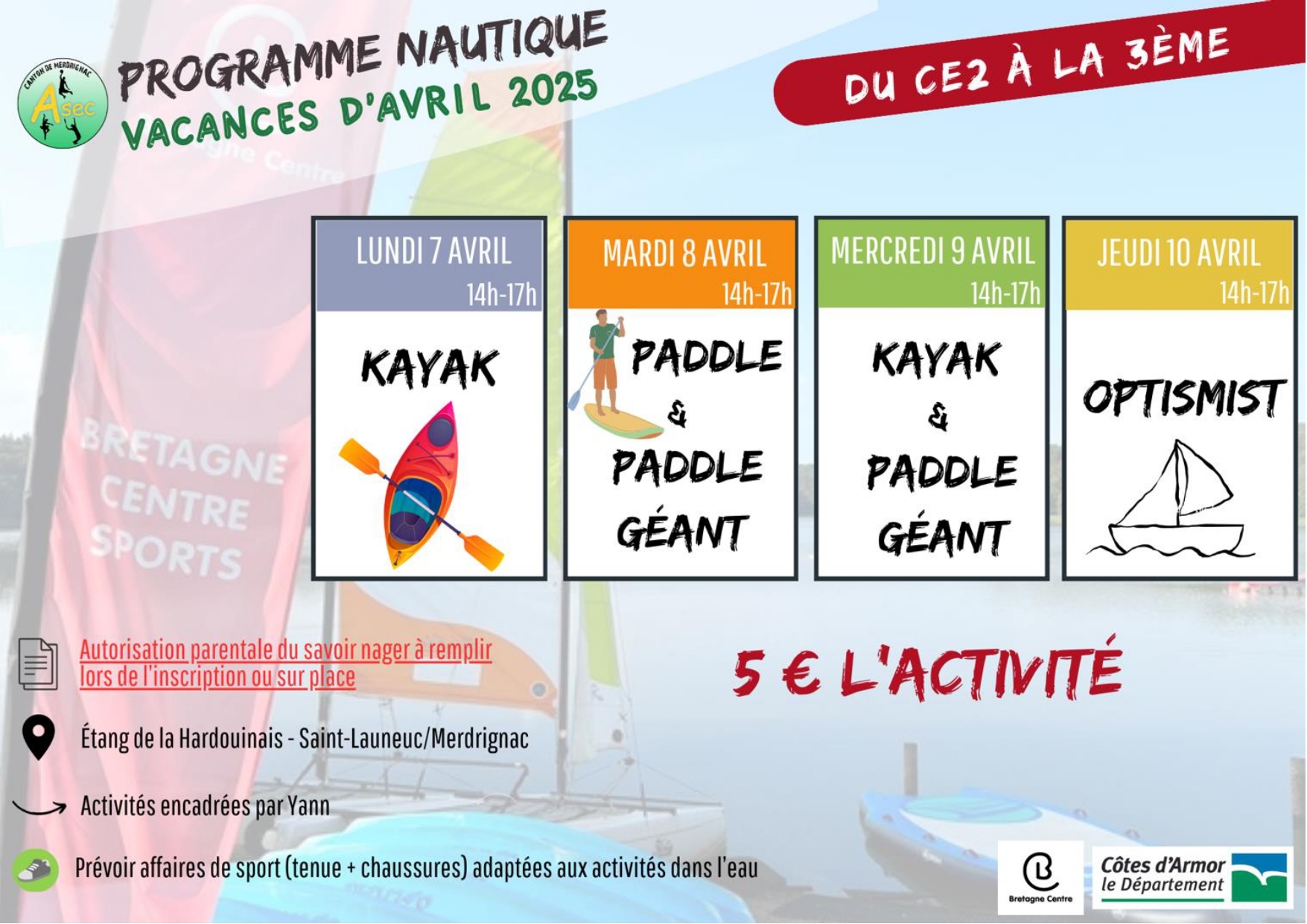programmes du cap sports vacances - avril 2025.