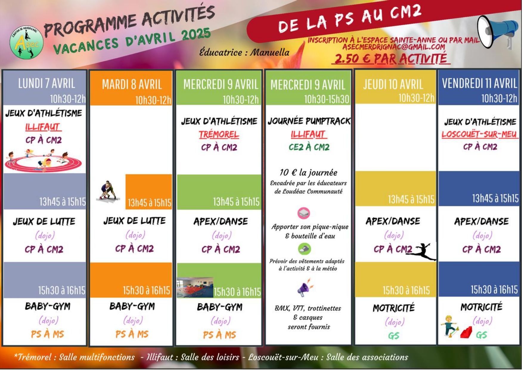 programmes du cap sports vacances - avril 2025. Activités 