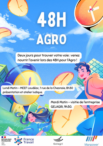 Afin de donner un coup de projecteur sur les métiers de l'agroalimentaire sur le bassin, France Travail Loudéac organise, en partenariat avec Manpower, 2 demi-journées dédiées à cette action.