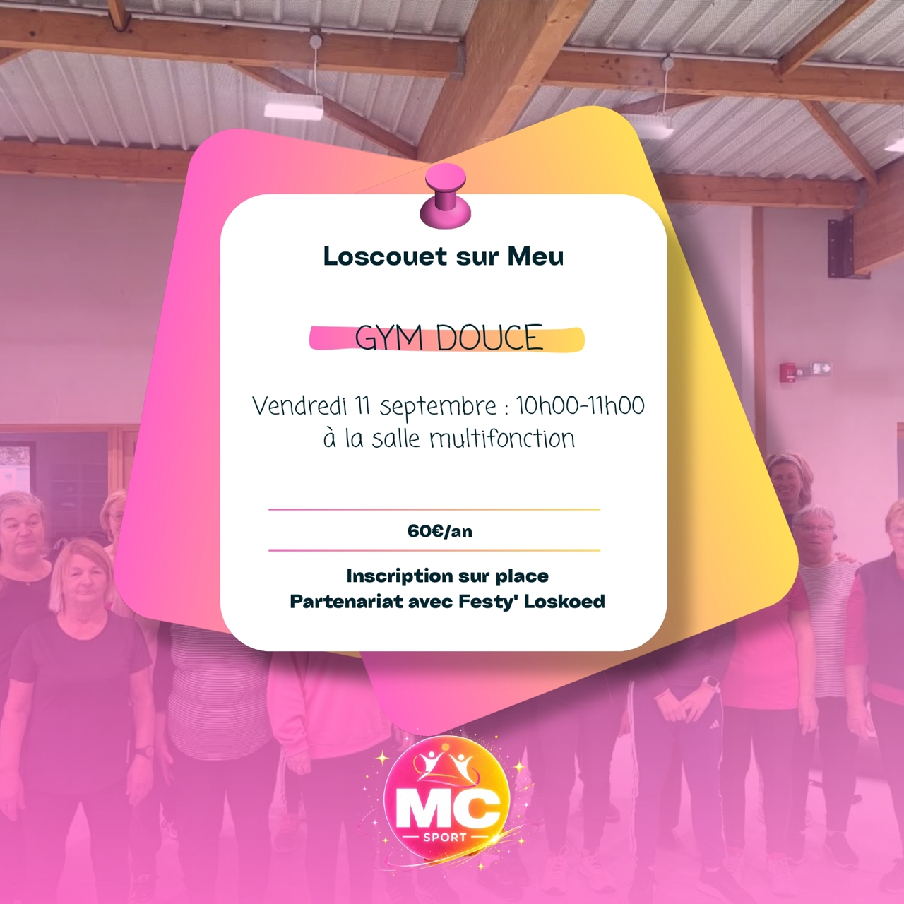 La rentrée approche et les cours de gym vont bientôt reprendre !<br />
<br />
Marion aura le plaisir de vous retrouver pour la reprise des cours du mardi et du vendredi.<br />
<br />
Vous trouverez ci-dessous les dates et les horaires du cours du vendredi matin<br />
<br />
À très bientôt pour une nouvelle saison sportive ! 😊