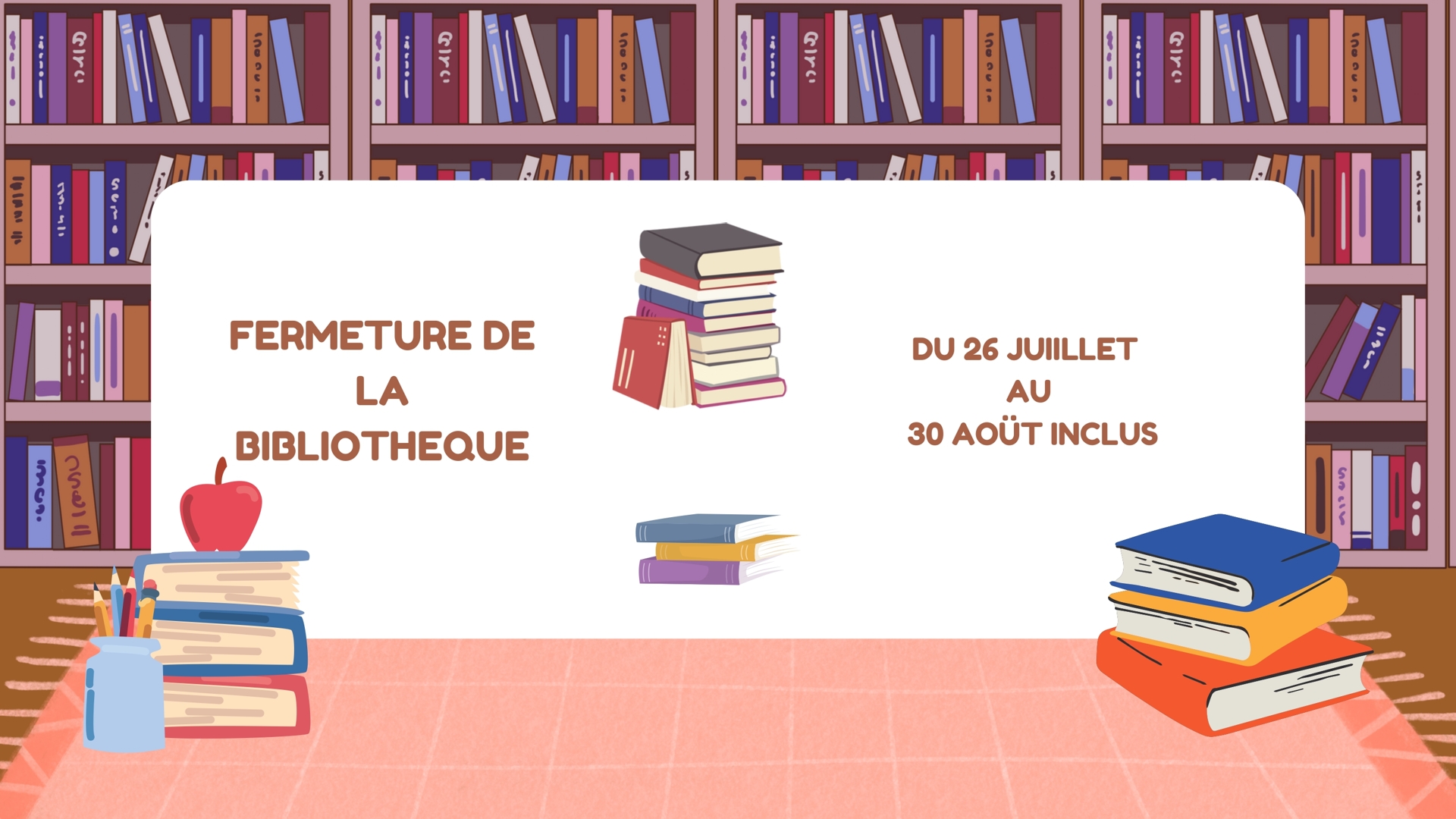 Chantal prend des vacances !<br />
Elle vous informe qu’elle sera de retour dès la rentrée scolaire.